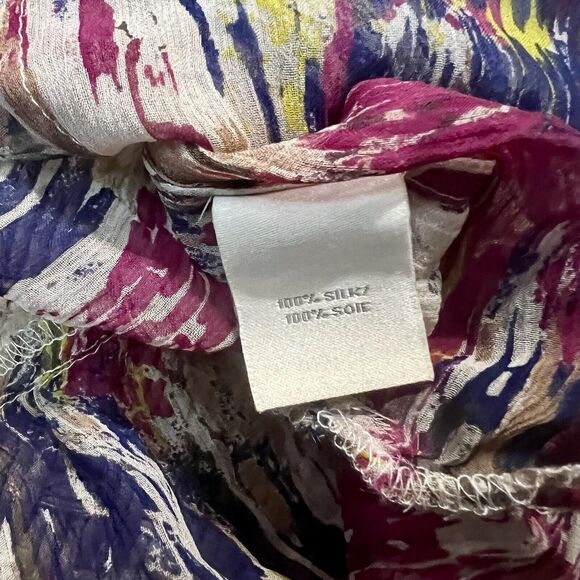 Ella Moss Sheer Racerback Tunic Top Dress Hi-Lo Ruffle Hem 100% Silk Sz S - Picture 4 of 8